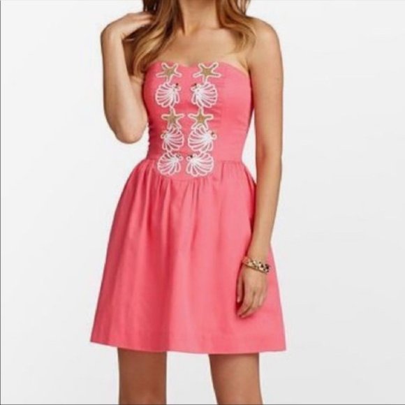 Lilly Pulitzer Mayfield Coral Strapless Dress